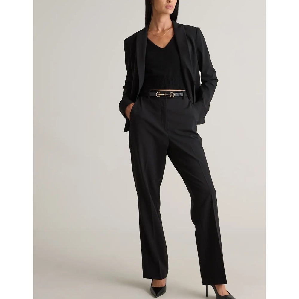 Quince Black High-Rise Tailored Trousers